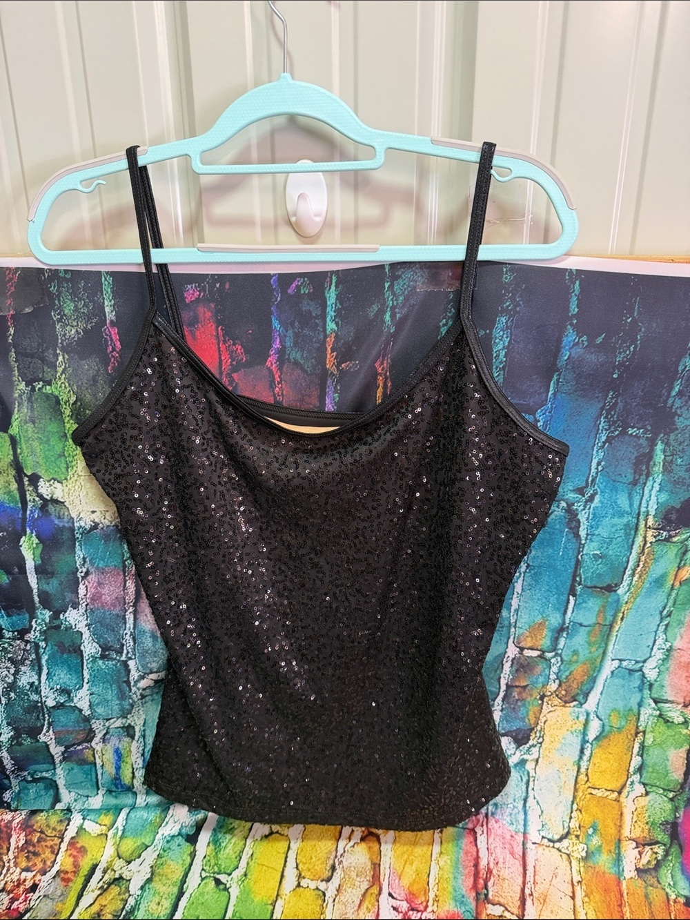 balera Black Sequin Spaghetti Strap Camisole